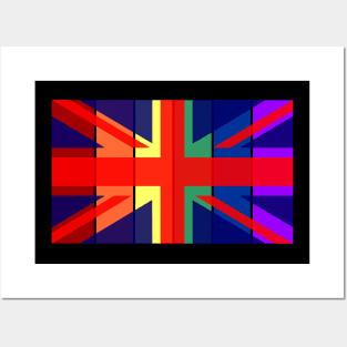 British Union Jack Rainbow Gay Pride Flag Posters and Art